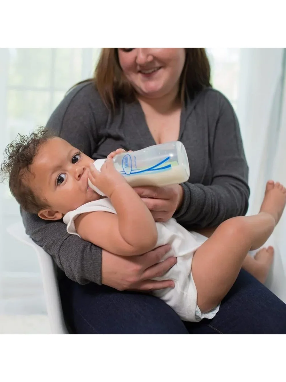 Natural Flow Anti-Colic Wide-Neck Baby Bottles 9 oz, Slow Flow Nipple, 4 Pack